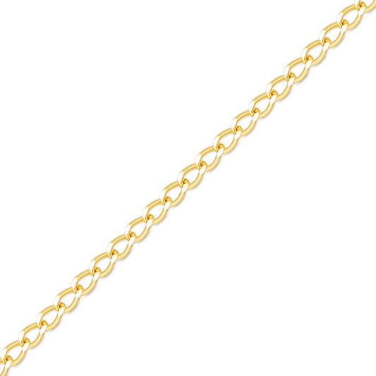 0.9mm Fine Diamond Cut Curb 14K Solid Gold Permanent Jewelry Chain - By the Inch
