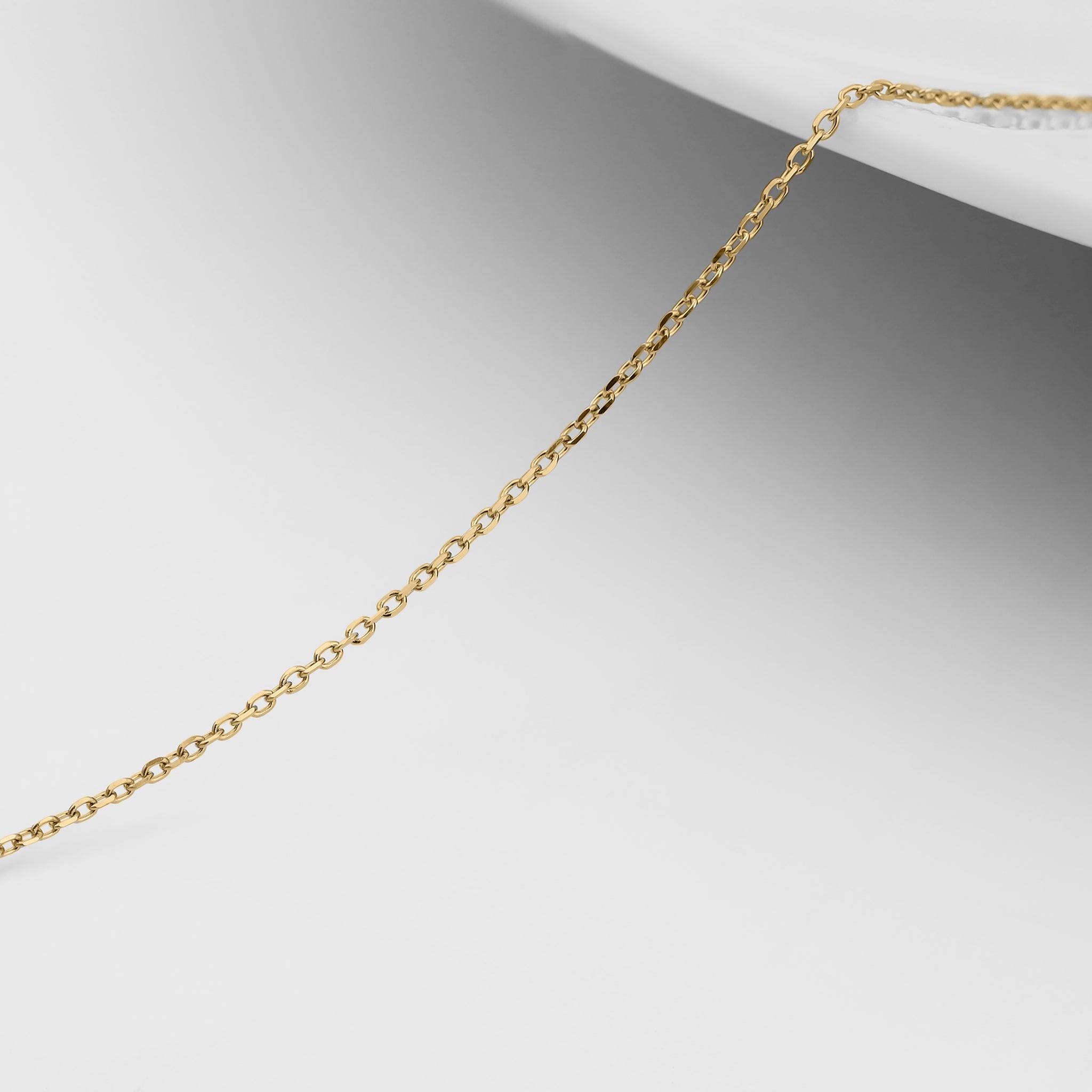 0.9mm Fine Diamond Cut Cable 14K Solid Gold Permanent Jewelry Chain - By the Inch