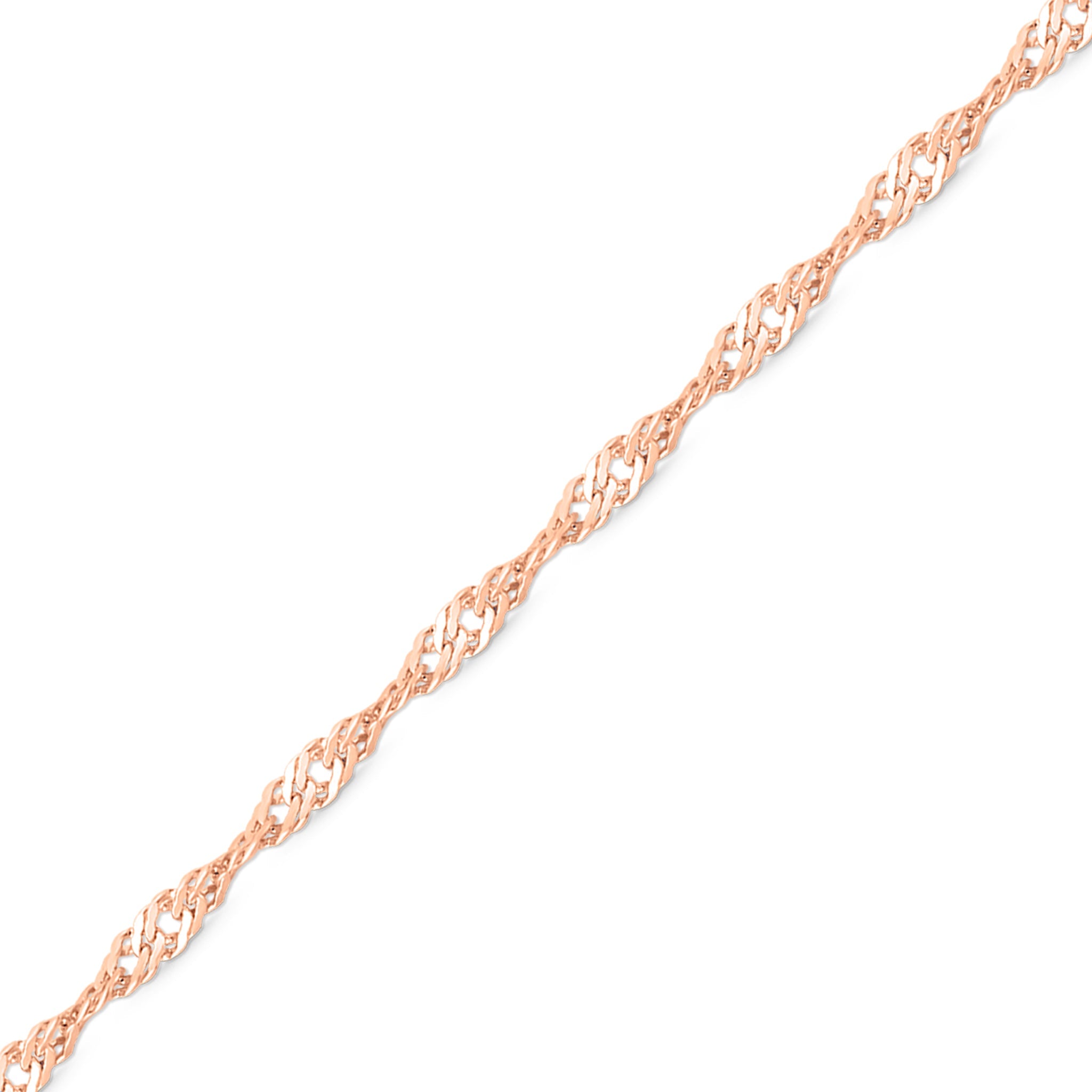1.2 mm Singapore 14K Solid Rose Gold Permanent Jewelry Chain - By the Inch
