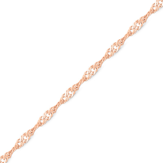 1.2 mm Singapore 14K Solid Rose Gold Permanent Jewelry Chain - By the Inch