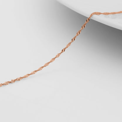 1.2 mm Singapore 14K Solid Rose Gold Permanent Jewelry Chain - By the Inch