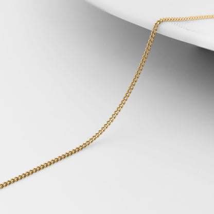1.2mm Diamond Cut Curb 14K Solid Gold Permanent Jewelry Chain - By the Inch
