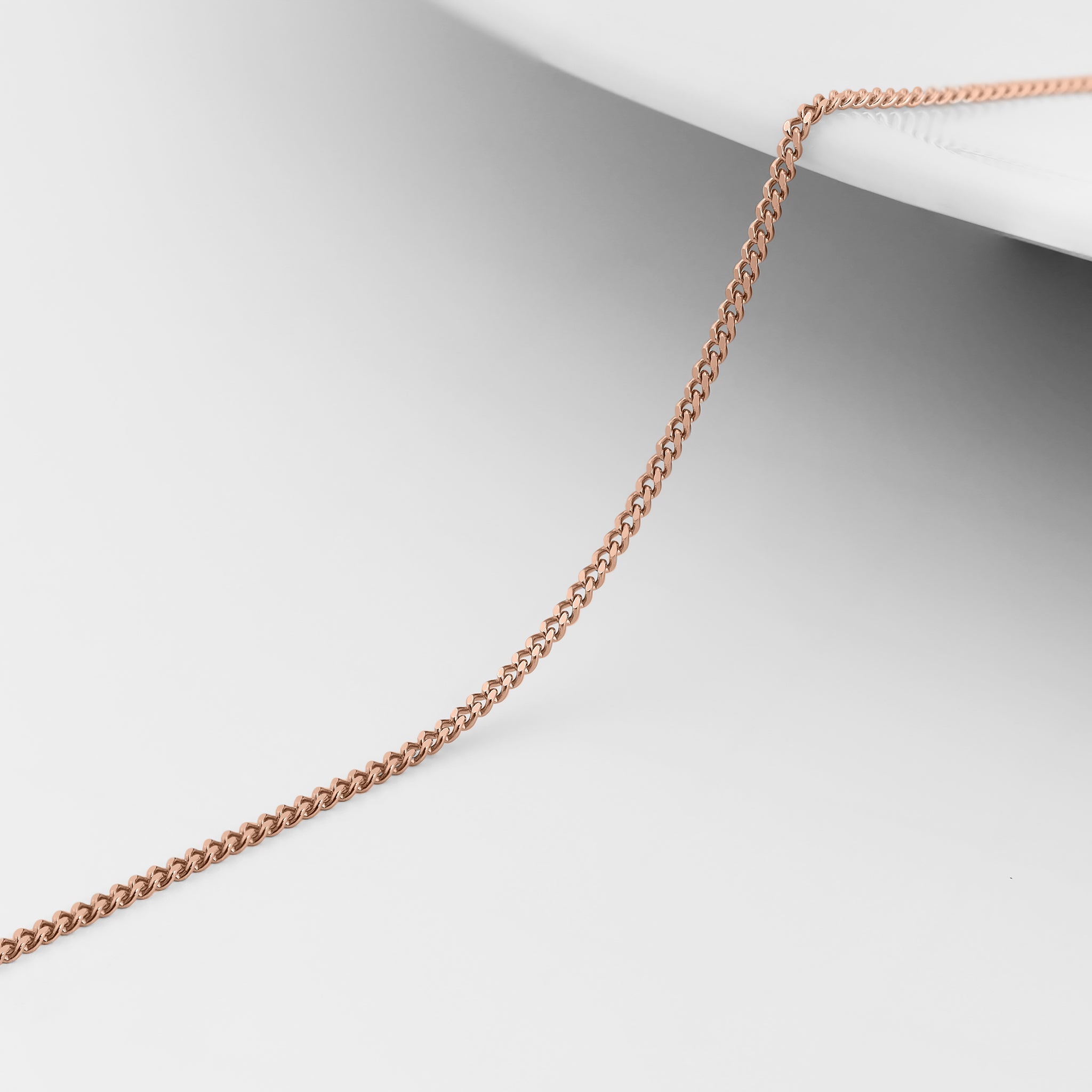 1.2mm Diamond Cut Curb 14K Solid Rose Gold Permanent Jewelry Chain - By the Inch