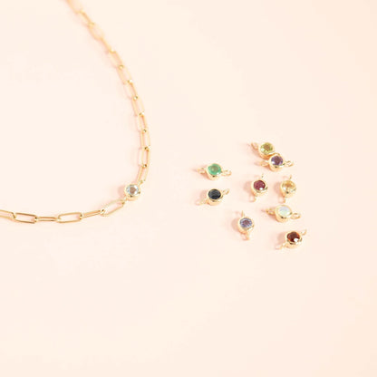 14K Solid Gold Birthstone Connector Charms for Permanent Jewelry