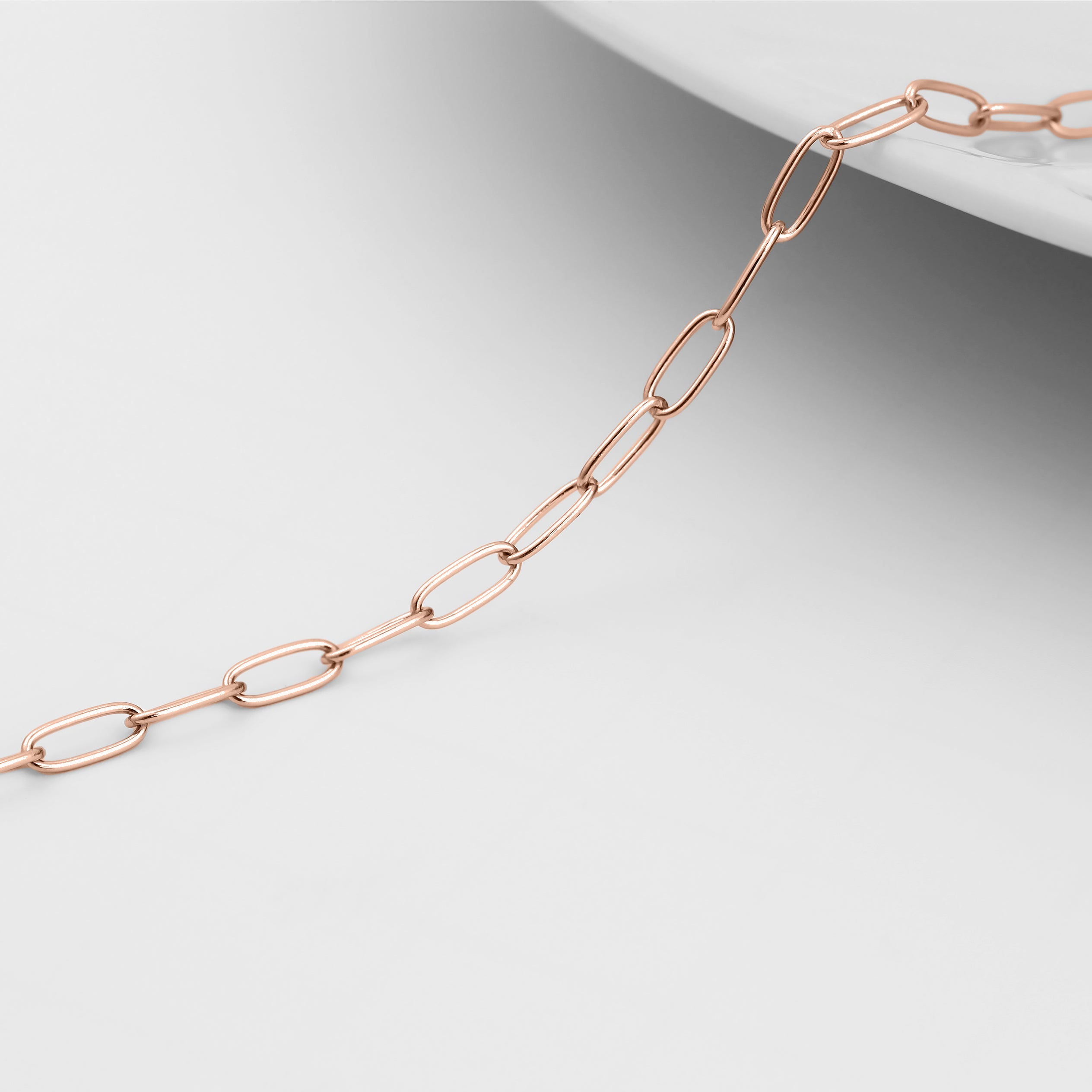2.0 mm Fine Paperclip Chain 14K Solid Rose Gold Permanent Jewelry Link - By the Inch