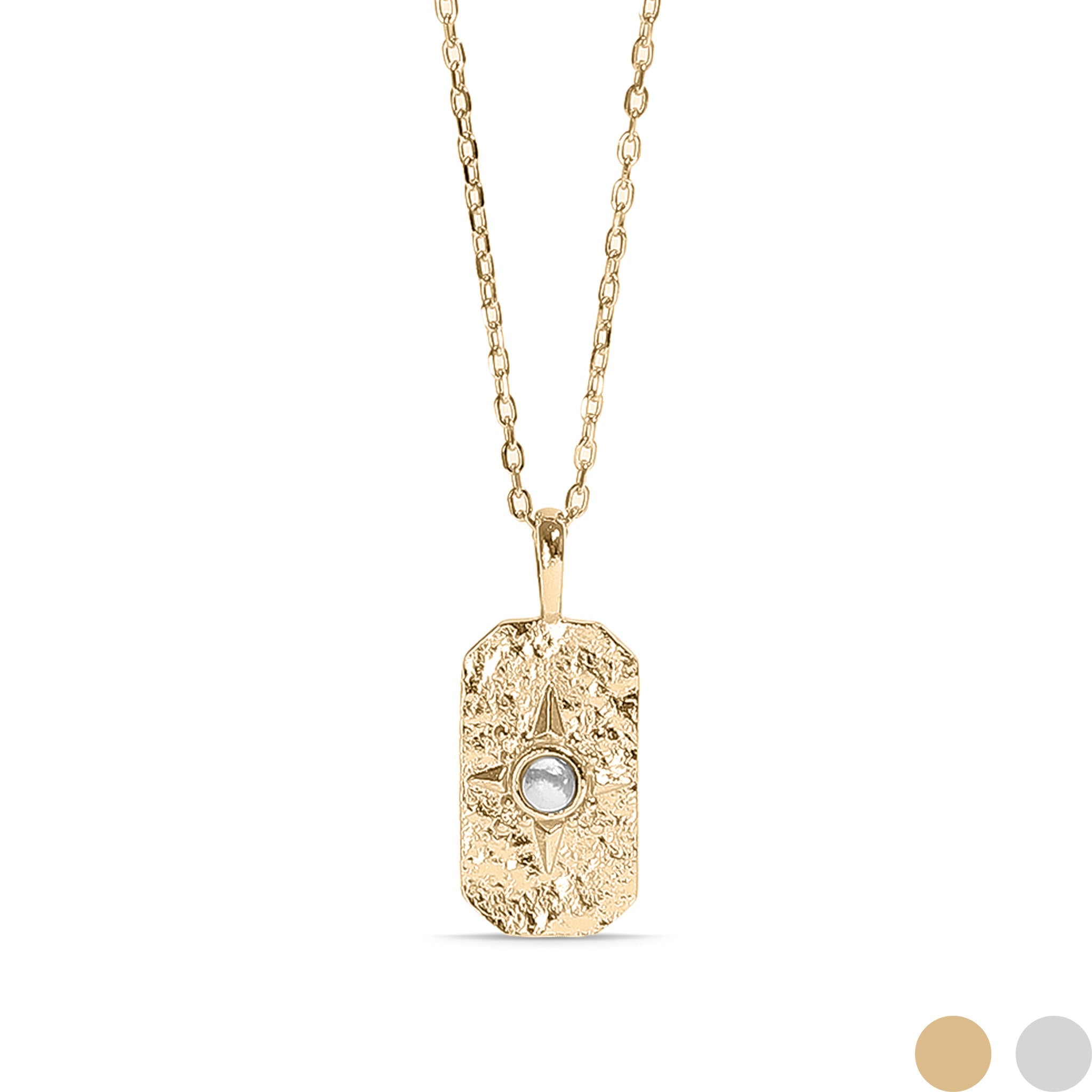 14K Gold Plated Sterling Silver Semi Precious Compass Star Necklace