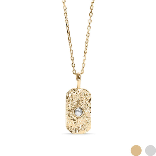 14K Gold Plated Sterling Silver Semi Precious Compass Star Necklace