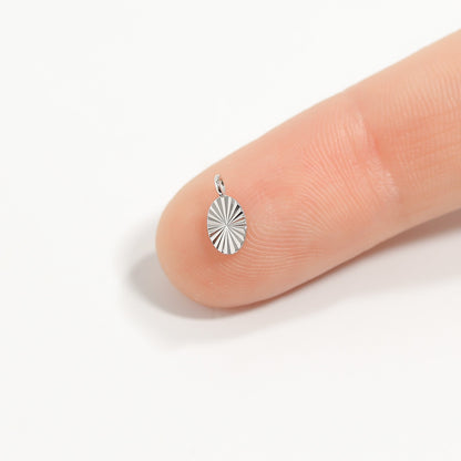 Permanent Jewelry .925 Sterling Silver Sunburst Oval Charm