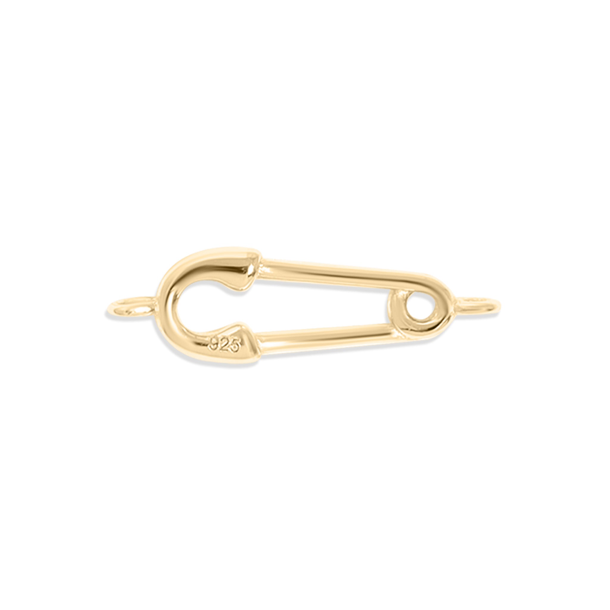 .925 Sterling Silver Horizontal Safety Pin Charm for Permanent Jewelry