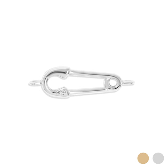 .925 Sterling Silver Horizontal Safety Pin Charm for Permanent Jewelry
