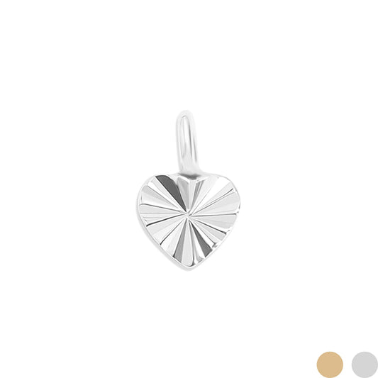 .925 Sterling Silver Sunburst Heart Charm for Permanent Jewelry