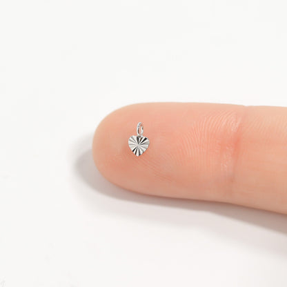 .925 Sterling Silver Sunburst Heart Charm for Permanent Jewelry