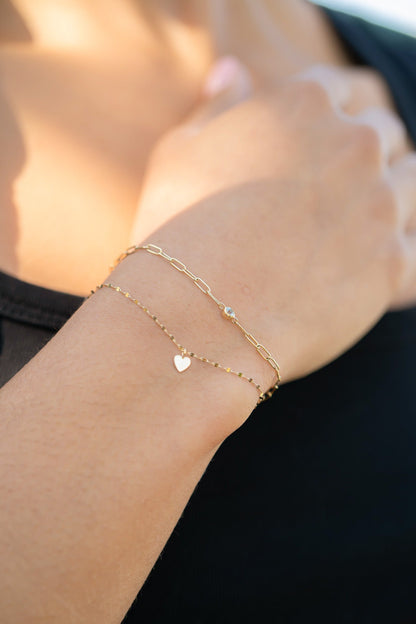 14K Solid Gold Birthstone Connector Charms for Permanent Jewelry