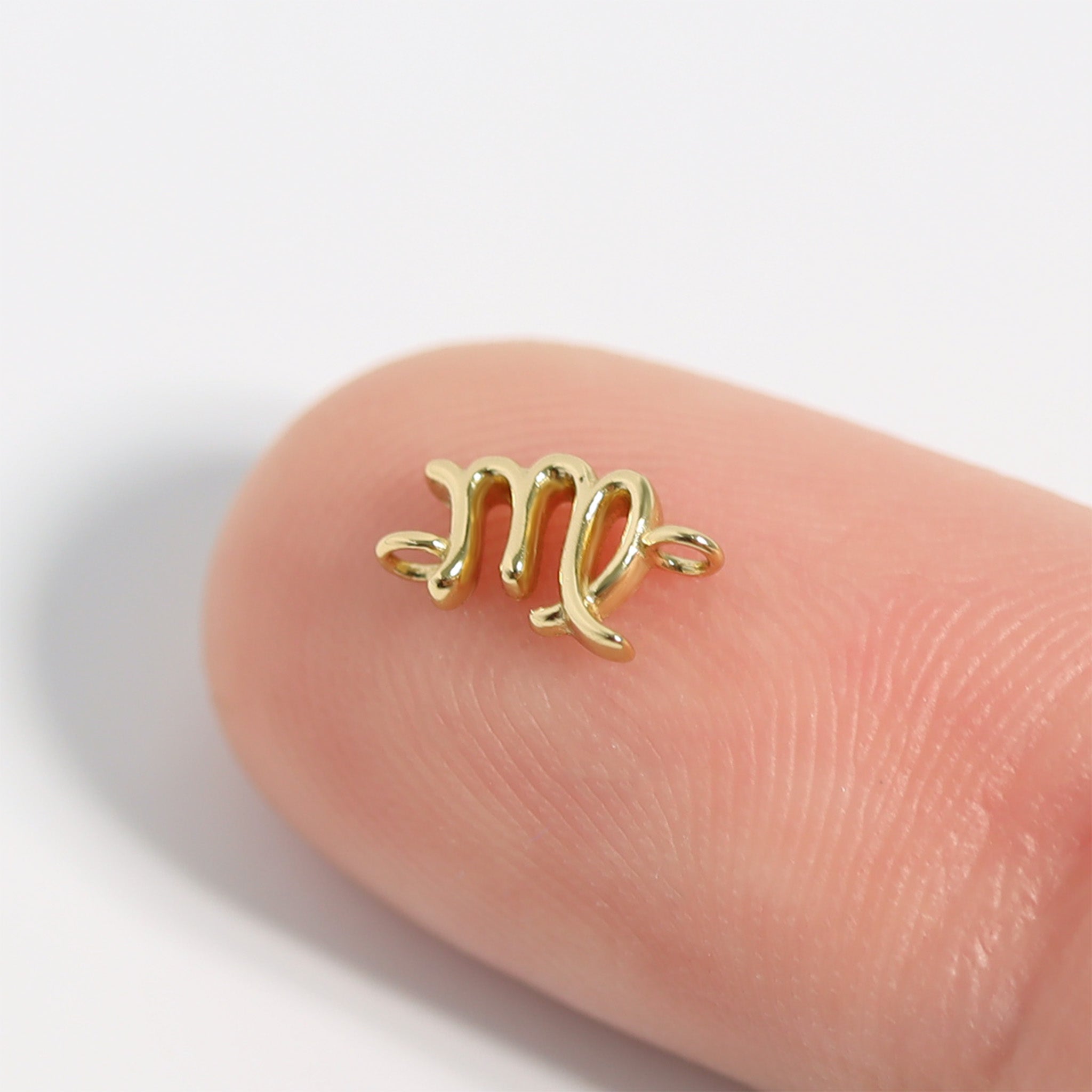 14K Gold Plated Sterling Silver Zodiac Connector Charm for Permanent Jewelry