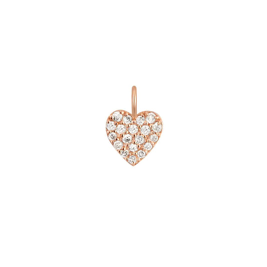 Permanent Jewelry 14K Solid Rose Gold Diamond Heart Charm