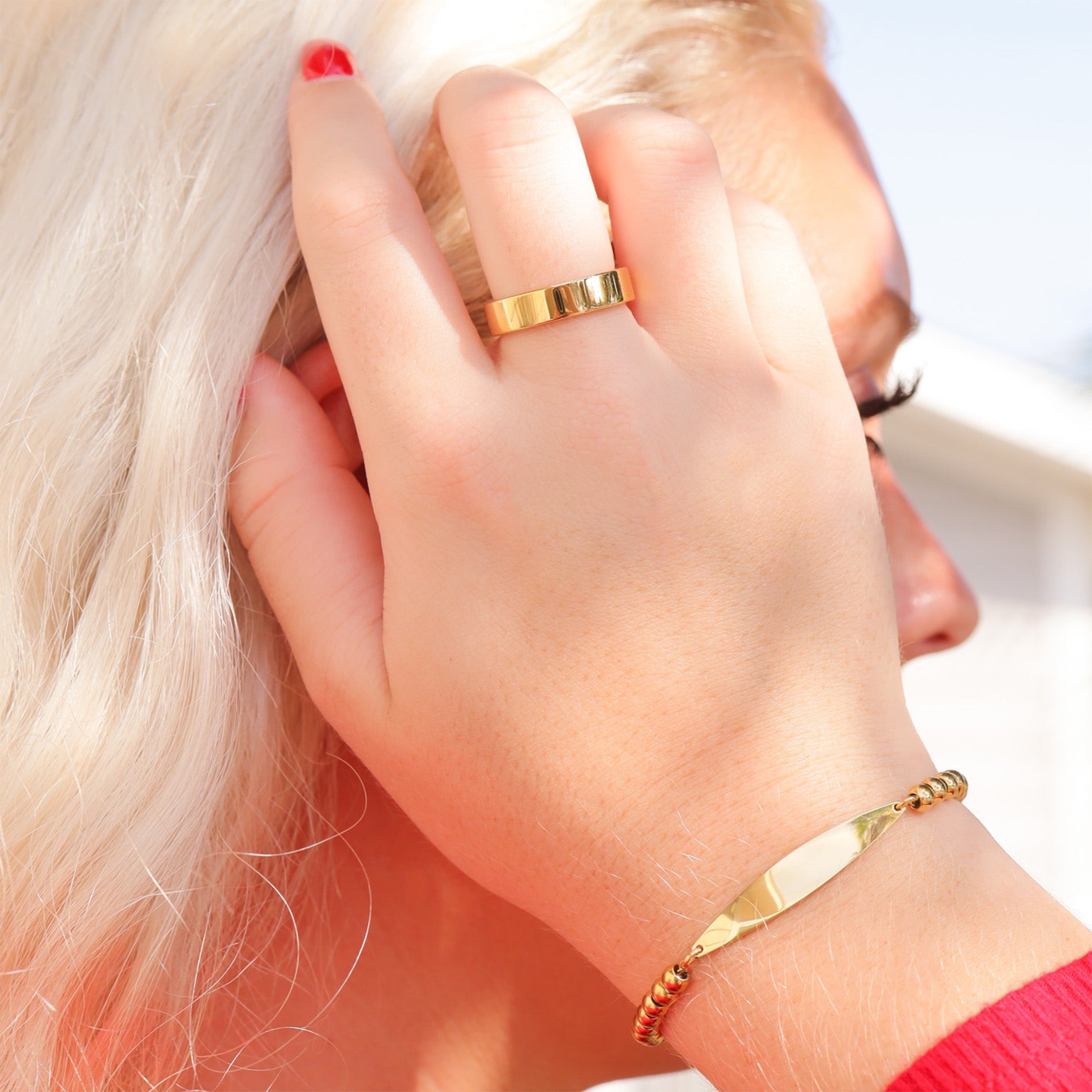 18K Gold PVD Stainless Steel Blank Flat Ring