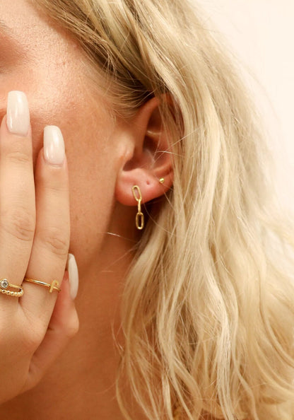18K Gold PVD Stainless Steel Paperclip Earrings