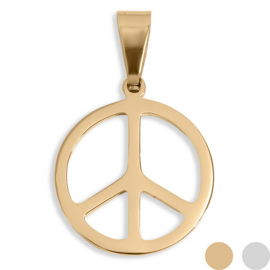 18K Gold Stainless Steel Peace Sign Pendant