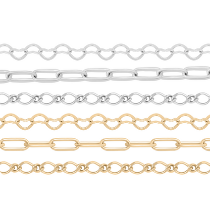 Permanent Jewelry Chain Starter Kit - 3 Chain Style Pack - Sterling Silver & Gold Plated Sterling Silver Chains