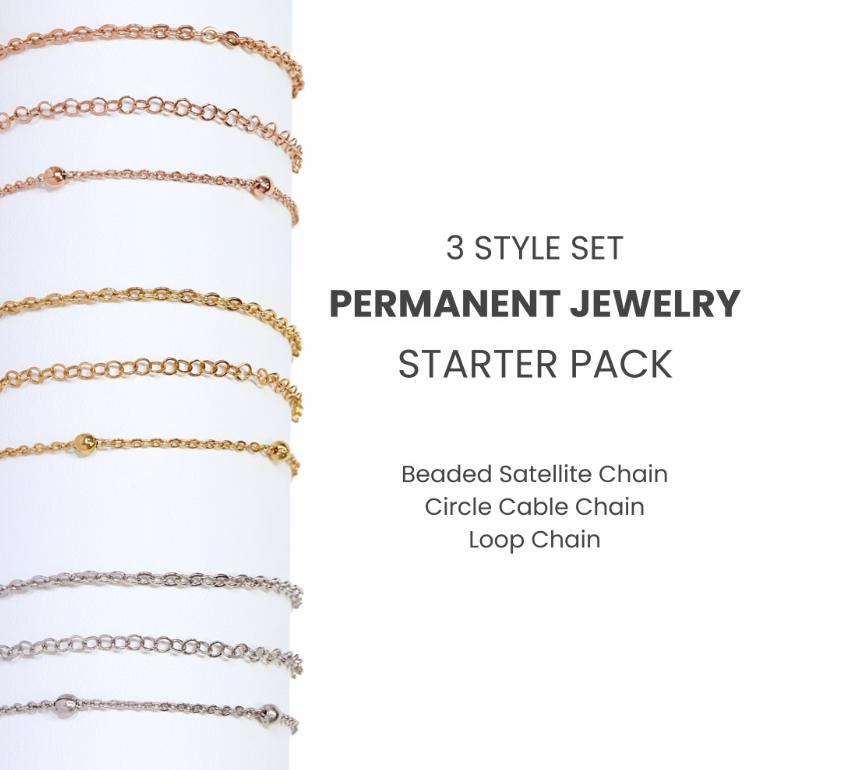 Permanent Jewelry Stainless Steel Chain Starter Kit - 3 Chain Style Pack
