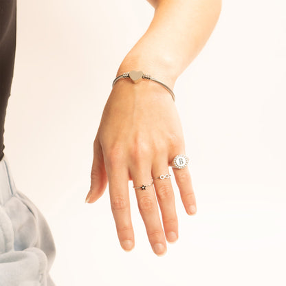 18K Gold PVD Stainless Steel Signet Ring With Stones