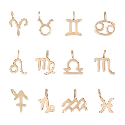 Permanent Jewelry 14K Solid Rose Gold Zodiac Charms