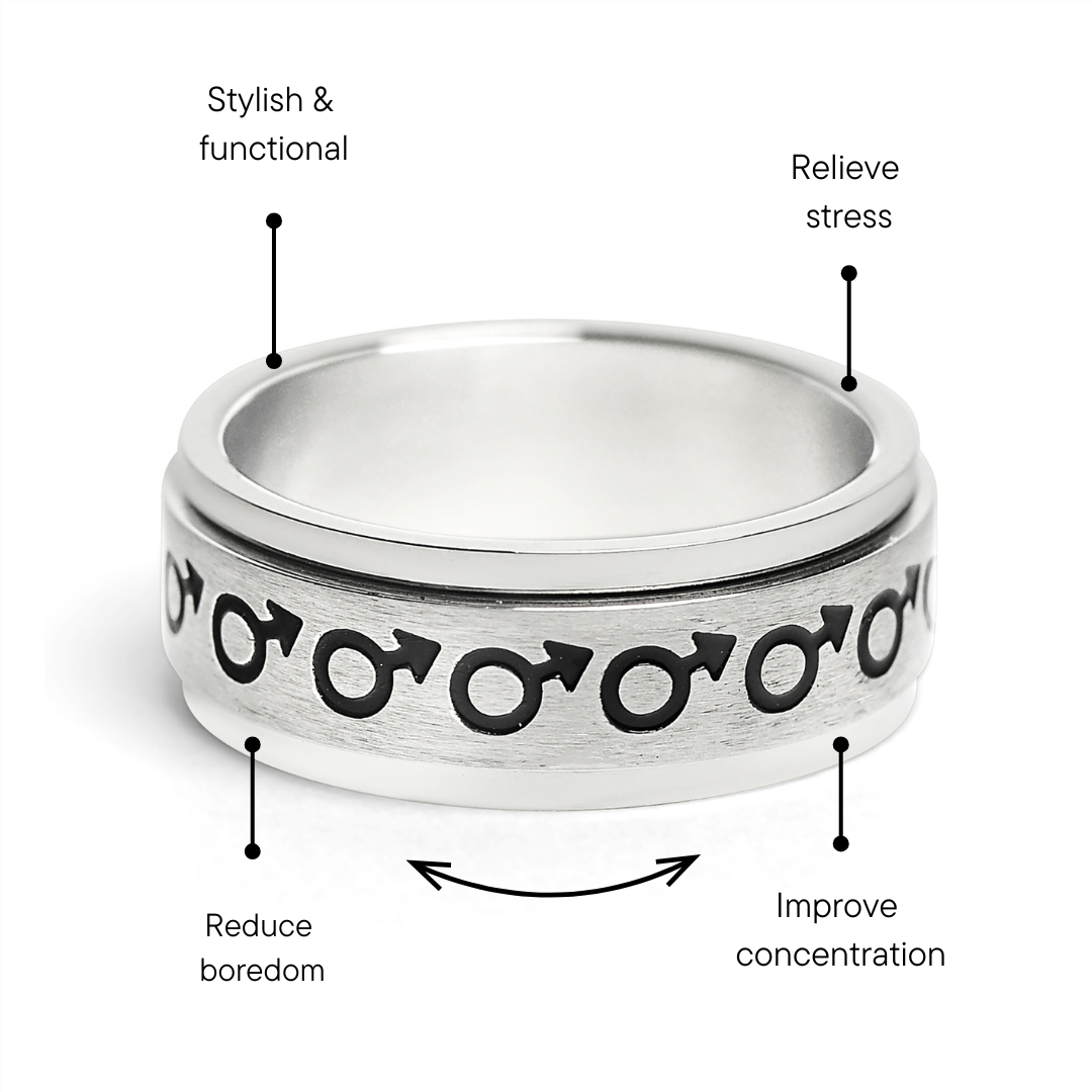 Male Symbol Spinner Stainless Steel Ring