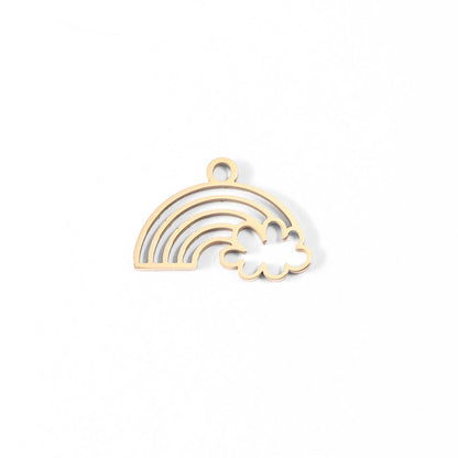 18K Gold PVD Stainless Steel Rainbow And Cloud Charm