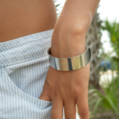 Stainless Steel Rounded Blank Cuff Bracelet