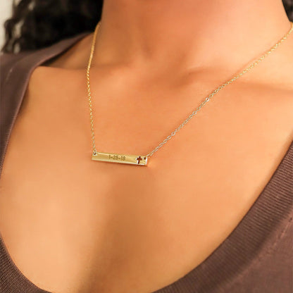 18K Gold PVD Stainless Steel Cutout Cross Blank Bar Necklace
