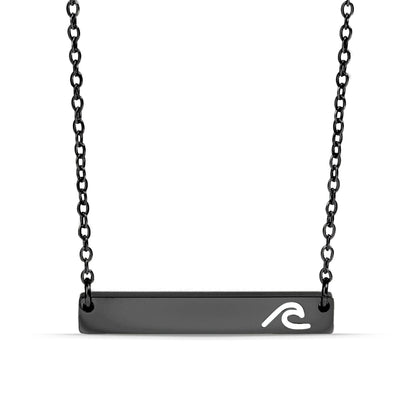 18K Gold PVD Stainless Steel Cutout Wave Blank Bar Necklace