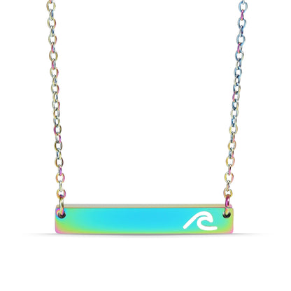 18K Gold PVD Stainless Steel Cutout Wave Blank Bar Necklace