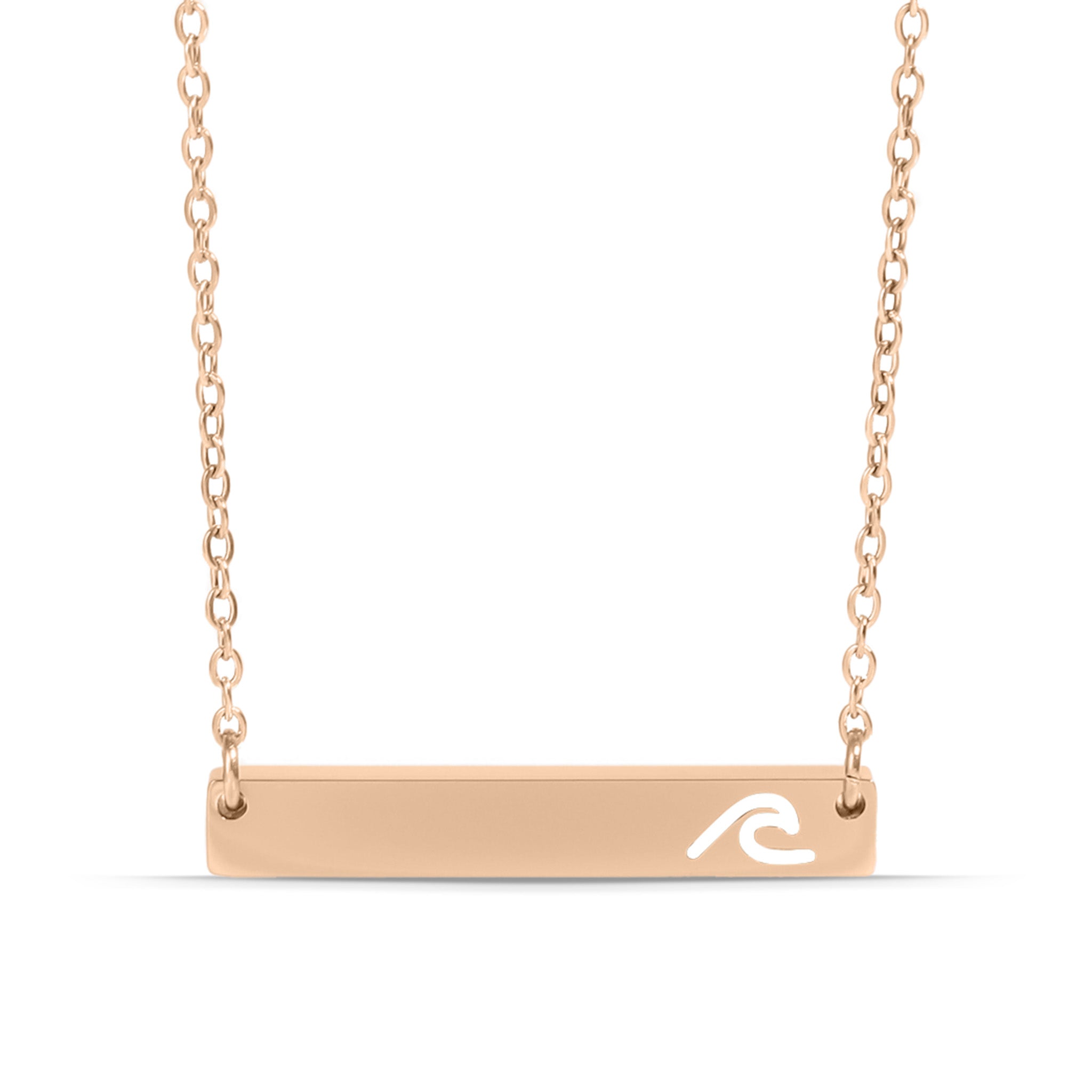 18K Gold PVD Stainless Steel Cutout Wave Blank Bar Necklace