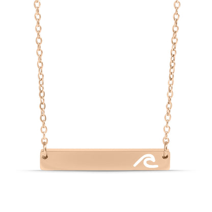 18K Gold PVD Stainless Steel Cutout Wave Blank Bar Necklace