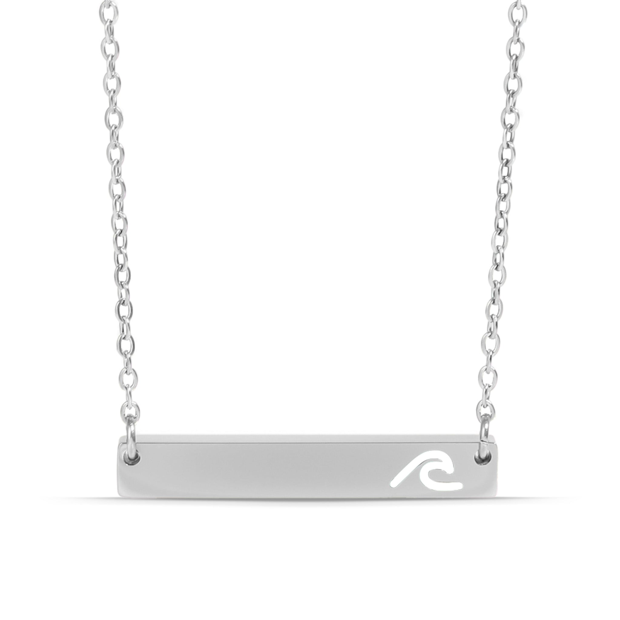 18K Gold PVD Stainless Steel Cutout Wave Blank Bar Necklace