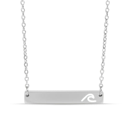 18K Gold PVD Stainless Steel Cutout Wave Blank Bar Necklace