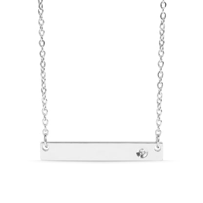 Polished Stainless Steel Horizontal Stampable Birthstone Bar Necklace