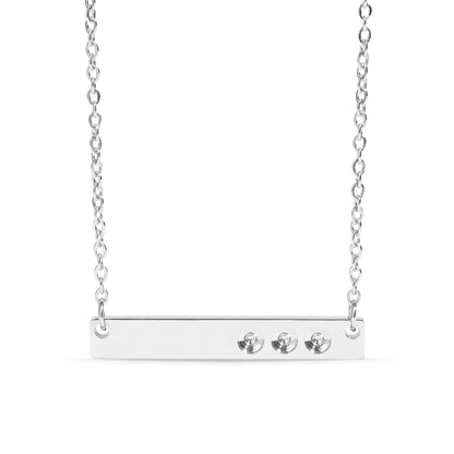 Polished Stainless Steel Horizontal Stampable Birthstone Bar Necklace