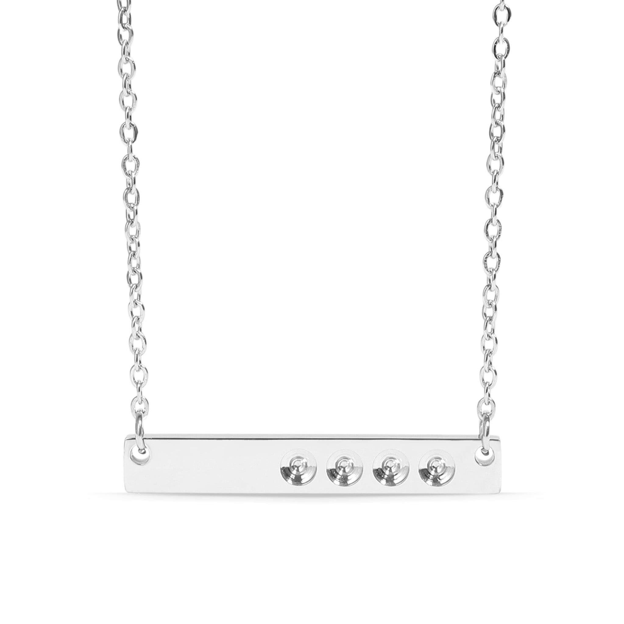 Polished Stainless Steel Horizontal Stampable Birthstone Bar Necklace
