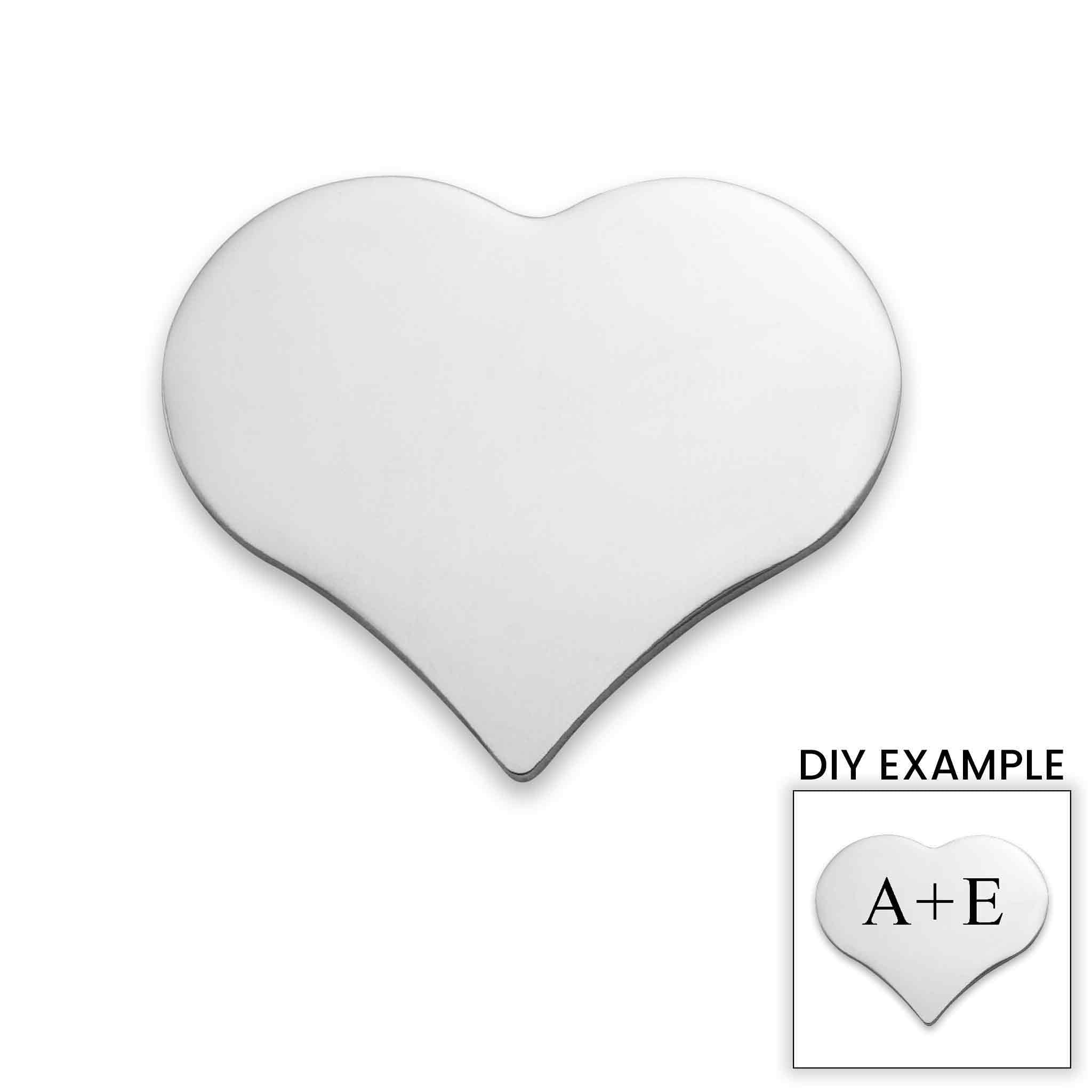 Blank Heart Charm Stainless Steel Pendant