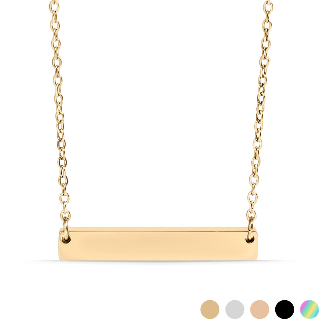 18K Gold PVD Stainless Steel Blank Bar Necklace
