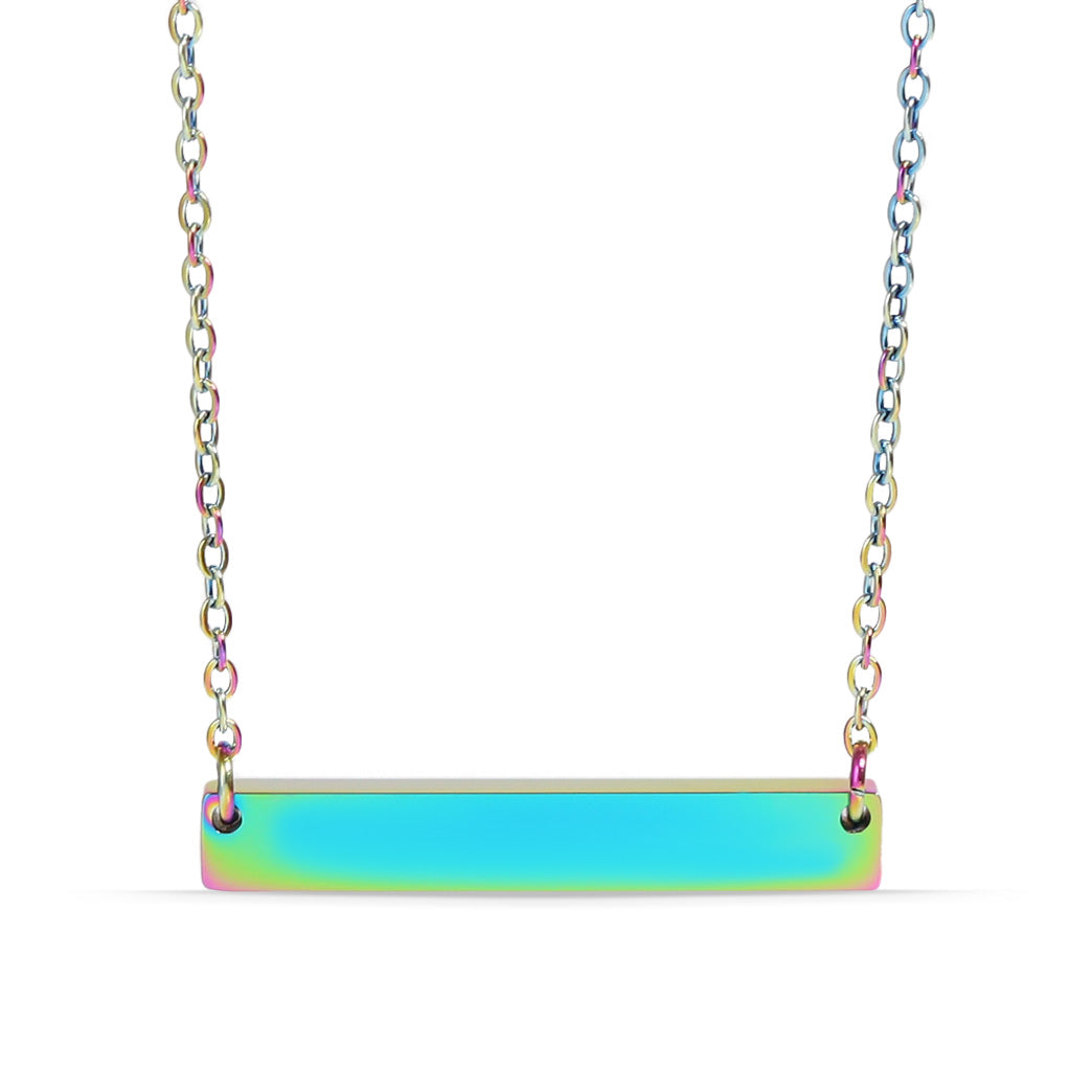 18K Gold PVD Stainless Steel Blank Bar Necklace