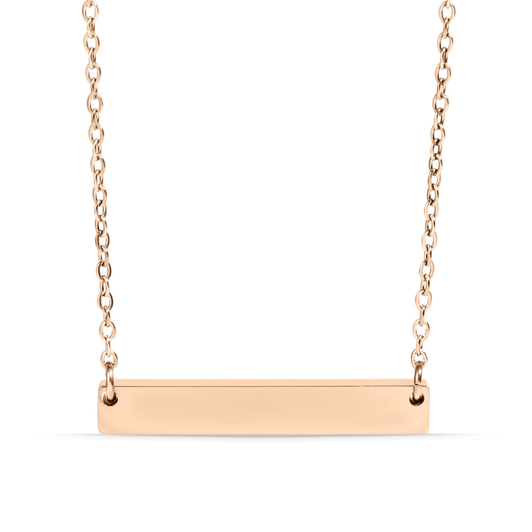 18K Gold PVD Stainless Steel Blank Bar Necklace