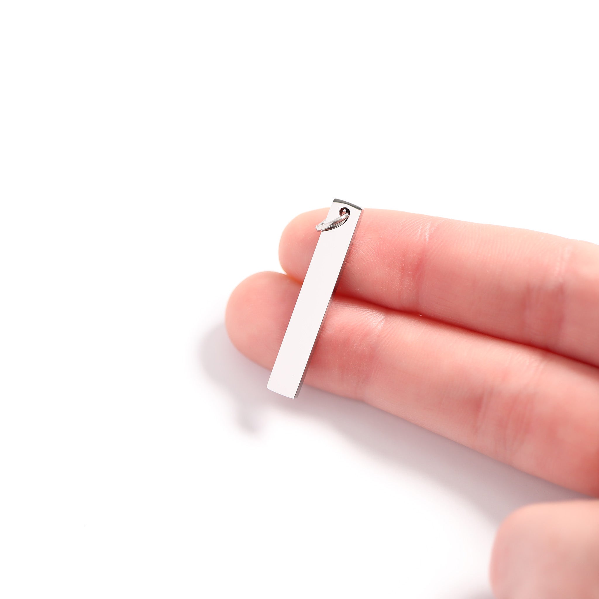 18K Gold PVD Stainless Steel Vertical Blank Bar Pendant