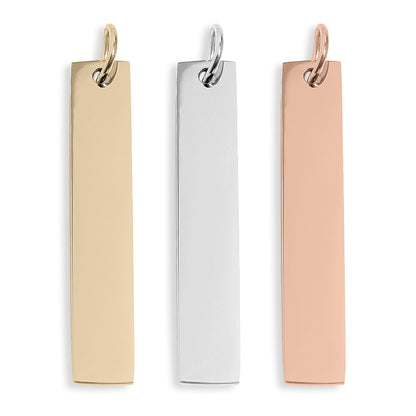 18K Gold PVD Stainless Steel Vertical Blank Bar Pendant