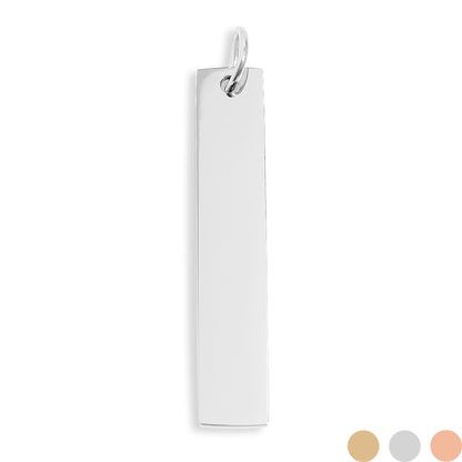 18K Gold PVD Stainless Steel Vertical Blank Bar Pendant