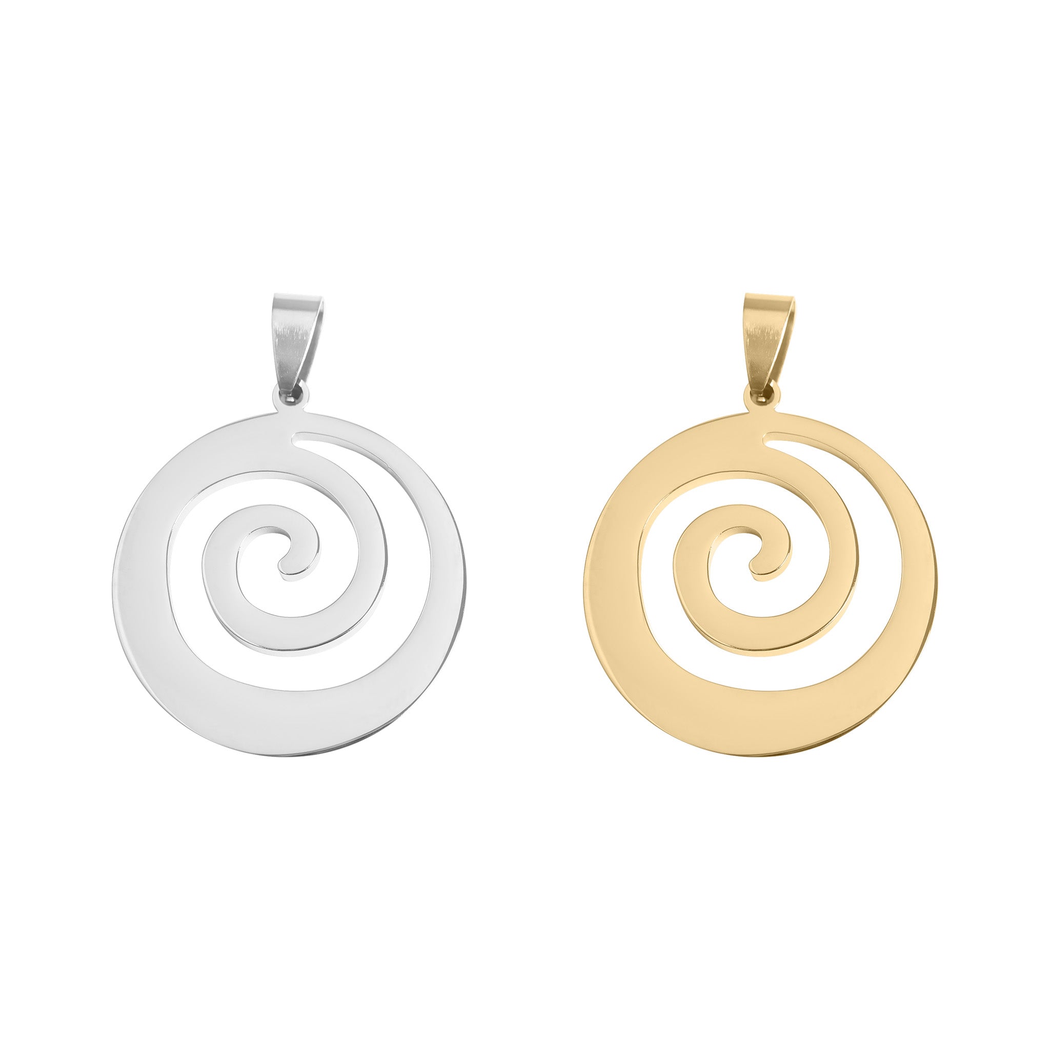 18K Gold PVD Stainless Steel Swirl Cutout Pendant