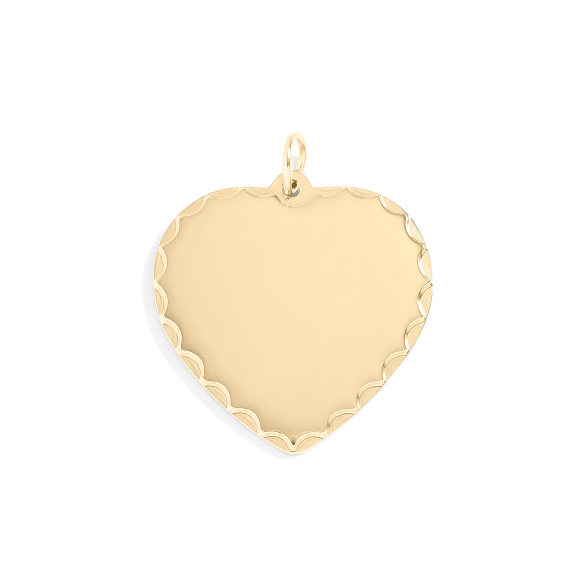 18K Gold PVD Stainless Steel Scalloped Edge Blank Heart Pendant