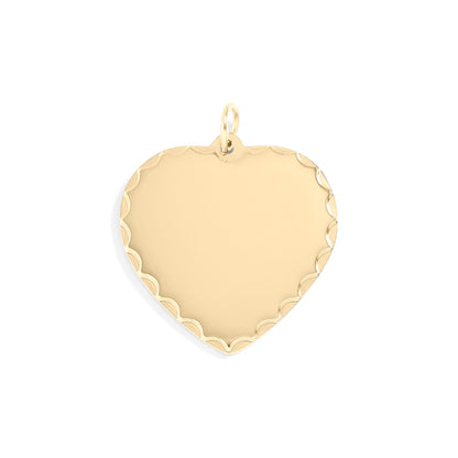 18K Gold PVD Stainless Steel Scalloped Edge Blank Heart Pendant