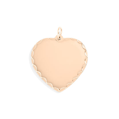 18K Gold PVD Stainless Steel Scalloped Edge Blank Heart Pendant
